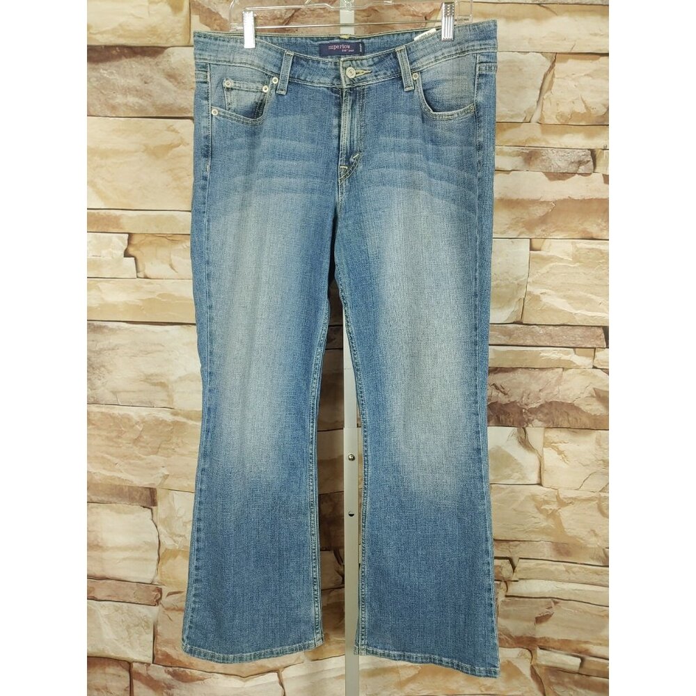Levis Superlow Bootcut 518 Jeans Denim Faded Stretch Juniors Sz 13 35x30 Hippie